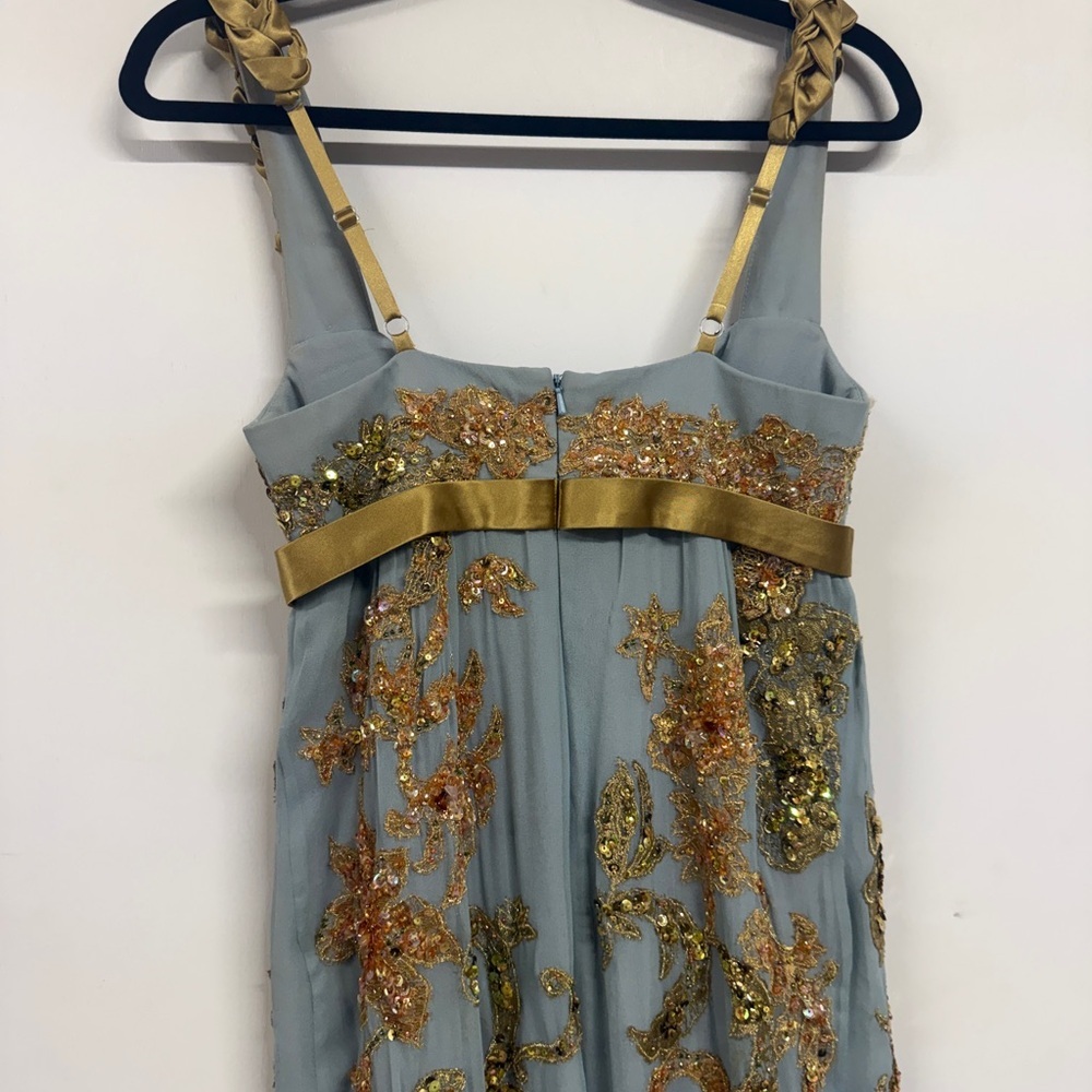 Vintage Mandalay Blue and Gold Sequins Gown- size 4 - Picture 2 of 10